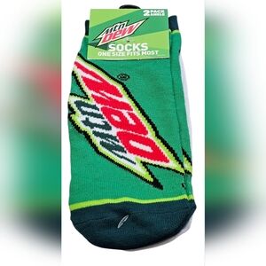 Mtn Dew Adult 2 Pack Ankle Socks. One Size Fits Most. New!